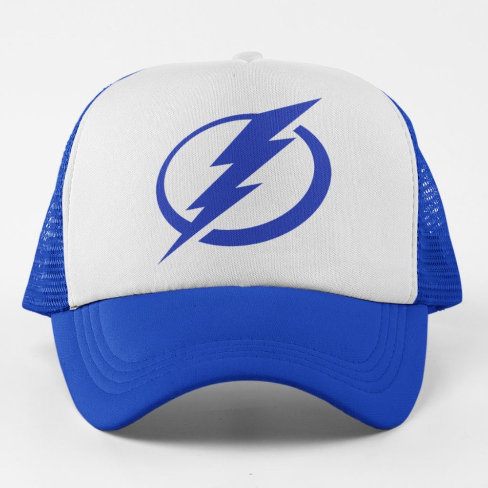NEW Tampa Bay Lightning Logo Foam Trucker Mesh Snapback Hat 2-TONE WHITE ROYAL
